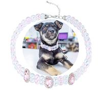 SM4BED Collier pour chien avec 2 rangées de perles brillantes et brillantes strass roses, bijoux réglables double couche pour grands chiens, taille XL, 43,2 cm