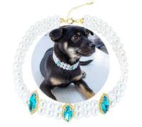 SM4BED Collier pour chien avec 2 rangées de perles de strass bleus, bijou réglable double couche pour grands chiens, taille XL, 43,2 cm