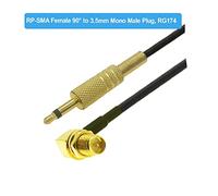 SMA Jack femelle à 3,5 mm mono 1/8 "mâle fiche ajusté Compatible With Cctv Cordon de surveillance de la caméra 50 ohm Rg174 Natte Rf Cavalier de câble coaxial(RPSMA F90 to 3.5Mono,1M)
