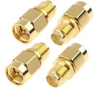 SMA Male Plug to RP-SMA Female RF Straight Connector Gold Plating Adapter for Wi-Fi Antenna Repeaters Radio Signal Extension Cable (4 Pack)