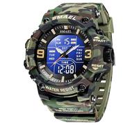 SMAALEB Montres Militaires pour Hommes Sports de Plein air Montre numérique étanche LED Date Alarme Montres-Bracelets pour Hommes,Camouflage Black and Gray