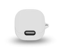 smaate Coque en Silicone Compatible avec Les écouteurs sans Fil Soundcore by Anker Liberty 4 NC, Peau de Protection avec Mousqueton, avec Trou pour Le Chargement, Blanc