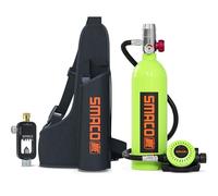 SMACO Bouteille de Plongée 1L pour Plongées en Eaux Peu Profondes, Mini Bouteille de Plongée Permettant Une Respiration de 15-20 Minutes pour Plongée de Loisir/Travail Subaquatique, Ensemble E(Vert)