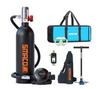 SMACO Bouteille de Plongée 1L pour Plongées en Eaux Peu Profondes, Mini Bouteille de Plongée Permettant Une Respiration de 15-20 Minutes pour Plongée de Loisir/Travail Subaquatique, Ensemble D(Nior)