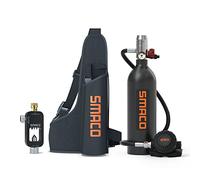 SMACO Bouteille de Plongée 1L pour Plongées en Eaux Peu Profondes, Mini Bouteille de Plongée Permettant Une Respiration de 15-20 Minutes pour Plongée de Loisir/Travail Subaquatique, Ensemble E(Nior)