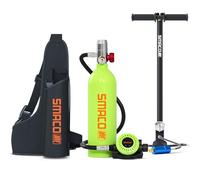 SMACO Bouteille de Plongée sous-Marine avec Pompe à Main S400 1L Cylindre de Plongée Soutenir Respiration(Pas Plus de 16ft) Utilisé pour la Plongée Touristique/Source d'air de Secours, Vert