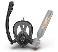 SMACO Masque de Plongée Intégral avec Connecteur K2 Compatible avec Les Mini Bouteilles de Plongée de 0,5 L/0,7 L avec Lentille Plate Anti-buée et Fuite et Support Plongée dans Un Rayon de 10 m