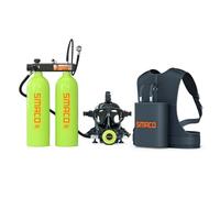 SMACO Mini Bouteille de Plongée 4 L (Assemblée par Deux Cylindres de 2L) pour la Plongée en Eau Peu Profonde Support de 30-45 Minutes de Respiration pour Le Divertissement de Plongée, Set-D, Vert