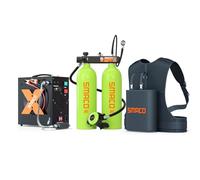 SMACO Mini Bouteille de Plongée 4 L (Assemblée par Deux Cylindres de 2L) pour la Plongée en Eau Peu Profonde Support de 30-45 Minutes de Respiration pour Le Divertissement de Plongée, Set-C, Vert