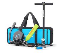 SMACO Mini Bouteille de Plongée avec Masque de Plongée Intégral 0,5 Litre Mini Bouteille d'oxygène Plongee Rechargeable Petite Bouteille Oxygene sous Marine avec Pompe Manuelle Haute Pression S300