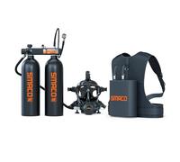 SMACO Mini Bouteille de Plongée Rechargeable 2L Double Bouteille de Plongee avec 30-45 Minutes 2 x 2L Petite Bouteille d'oxygène Plongee pour Plongée Récréative, Exploration sous-Marine S700 Max