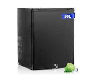 Smad Frigo 12V 220V, 53L, Frigo Camping Car, avec Porte Réversible et Serrure, Réfrigérateur Silencieux pour Chambre, Hôtel, Camping, Caravane, Van Aménagé, Noir