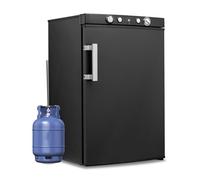 Smad Frigo Gaz, 100L, Frigo Trimixte 12V 220V Gaz, avec Congélateur, Réfrigérateur Camping gaz pour Camping Car, Caravane, Cabanon, Chalet, Noir