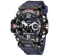 SMAEL 8072 Montre militaire d'extérieur numérique LED étanche pour homme, Bleu marine - 8072, Tendance et décontracté