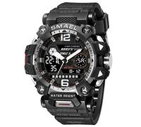SMAEL 8072 Montre militaire d'extérieur numérique LED étanche pour homme, Noir argent-8072, Mode, décontracté et sportif