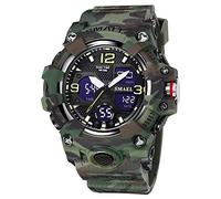 SMAEL Montre de sport militaire étanche pour homme avec affichage de la date, alarme, chronomètre, affichage numérique, Camouflage 8008, Large Face, Numérique