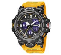 SMAEL Montre de sport militaire étanche pour homme avec affichage de la date, alarme, chronomètre, affichage numérique, Orange, Large Face, Numérique