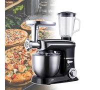 smafoseedding Batteur sur Socle avec Hachoir À Viande,Mélangeur De Cuisine 3 en 1,Corps De Bordure en Métal Abs, Bouton Électronique, Réglage De La Vitesse 6 + P,Facile À Utiliser Et À Balayer Black