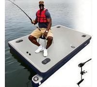 smafoseedding Planche De Pêche Gonflable Améliorée - Quai Flottant Gonflable D'extérieur, Capacité 200 Kg (440 LB), Épaisseur 30 Cm (11,8 Po) | pour La Pêche Et La Capture 2.5M+thrusters