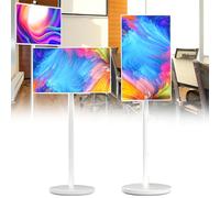 smafoseedding Téléviseur intelligent portable à roulettes 1080p sans fil avec grand écran IPS, haut-parleurs Dua, batterie plus grande jusqu'à 6 heures, taux de rafraîchissement 60 Hz 64 g