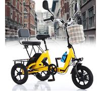 smafoseedding Tricycle Électrique Robuste pour Adulte, Autonomie De 11 À 20 Km/H, 45 Km - Tricycle Cargo Électrique Pliable À 3 Roues avec Panier De Rangement Et Capacité De Charge De 180 Kg Yellow