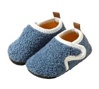 SMajong Enfant Chaussons Hiver Pantoufles en Peluche Fille Garçon Antidérapantes Chaussures Maison Unisex Souples en Coton Pantoufle d'intérieur Bleu24/25