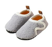 SMajong Enfant Chaussons Hiver Pantoufles en Peluche Fille Garçon Antidérapantes Chaussures Maison Unisex Souples en Coton Pantoufle d'intérieur Gris24/25