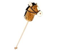 Smal Foot 11718 Cheval sur bâton Nico en Bois et Peluche, Brun avec des bruits, à partir de 3 Ans