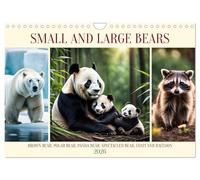 Small and large bears (Wall Calendar 2026 DIN A4 landscape), CALVENDO 12 Month Wall Calendar: Brown bear, Polar bear, Panda bear, Spectacled bear, Coati and Raccoon