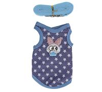 Small Animal Harness Vest & Leash | Breathable Fleece for Rabbits/Guinea Pigs/Cats | Adjustable Pet Clothes with Cute Cartoon Patterns (M.)