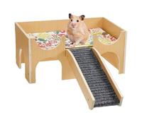 Small Animal Wooden House - Hamster à 2 niveaux avec des marches pour les lapins et les hérissons | Abri en bois naturel pour cobayes, lapins nains, chinchillas, gerbilles et autres bestioles d'animau