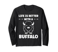 Small Animals Bison Funny Simple Life is Better with Buffalo Manche Longue