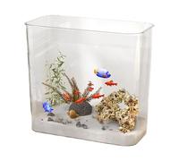 Small Aquarium, Betta Fish Tank, 12.2x6.1in Compact Desktop Design, Stylish Landscape View, Authentic Easy Maintenance for Home, Hotel, Restaurant, Turtle, Fish Habitat