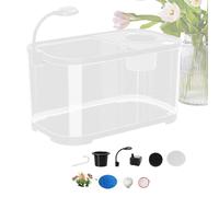 Small Aquarium Kit - Alif de pêche à Haute Transparence avec Filtre, lumière | Tank Betta débutant | Aquarium Clair décoratif élégant pour Turtle Terrapin Tortoise Utilisation des ménages