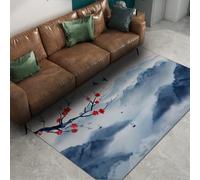 Small Area 160x230 Tapis carpette for Entree Lavable Blue White Ink Mountain Descente de lit antiderapant Door Indoor Entrance Cuisine Red Plum Floral Japanese Salle Bain