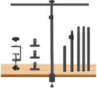 Small Background Support 90 x 100 cm, Desktop Background Stand, Adjustable from 26 to 90 cm with C-Clamp and 3 Cross Bars and 3 Clamps for Portrait Photography Products