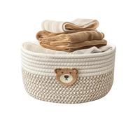 Small Basket, Woven Storage Bins, 9.84x7.09 Inches Cotton Organizer Container, Space Saving Solution for Laundry Clothes Blankets Books Towels Dog Toys Snacks and Everyday Home Items