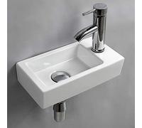 Small Bathroom Sink Wall Mounted Bathroom Sink Rectangle Ceramic Wash Basin Right Hand (Right Hand)