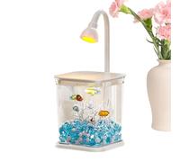 Small Betta Fish Tank, Clear Desktop Fish Bowl, 12.40 inches Compact SB Ambient Light, Silent Aquarium Pot for Home, Table, Outdoor, Shrimp, Spider, Crab, Material
