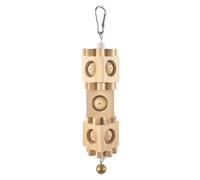 Small Bird Toys - Hanging Wood Chew Blocks with Bell | Engaging Cage Activity for Cockatiels, Conures, and Pet Birds Supporting Mental Stimulation, Beak Grinding, and Playtime in Indoor Homes or Aviar