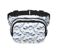 Small Blue Whale Sac banane unisexe tendance pour l'entraînement, la course, les voyages et la randonnée, Noir , Taille unique