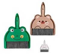 Small Broom and Dustpan Set-Hand Dust Pan and Brush Set, Cute Mini Broom and Dustpan, Portable Cleaning Dust Pan, Tabletop Debris Cleanings for Desk, Home, Office Cleaning (Green+Brown)