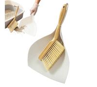 Small Broom And Dustpan Set - Wooden Handle Dense Bristles | Mini Hand Broom and Brush Combo for Kitchen Bedroom Living Room Counter Crumbs Pet Litter