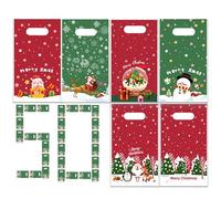 Small Christmas Bags Holiday-Themed Snack Bags in Bulk, Christmas Goodie Bags Handles Parties, Perfect for Wrapping and Shopping, FestiveBags, Christmas Themed Snack Bags