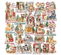 Small Christmas Stickers - 56 Pieces Dog Theme Decals, Cute Holiday Art Supplies for Scrapbook, Phone Case, Card Making, Festive Party Crafts, for Indoor Outdoor Home Holiday Decorations