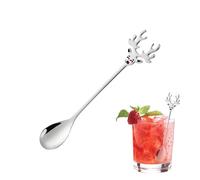 Small Coffee Spoons, Cartoon Elk Antler Coffee Spoons, Stainless Steel Christmas Reindeer For Mixing Dessert Tea Ice Cream Milkshake Jam Home Office Restaurant Party Favors