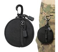 Small Coin Purse - Porte-monnaie rond, usage extérieur, sac fourre-tout, sans fil, étui à clés, sac multifonction pour la randonnée et le camping, noir, Consulte la descripción, Voir description