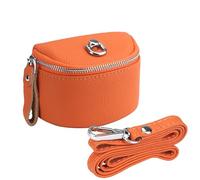 Small Cowhide Coin Purse, Cute Mini Neck Coin Pouch, Portable Pouch Change Wallet Organizers for Cash, Credit Cards, Headphones, Lipstick (Orange)