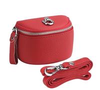 Small Cowhide Coin Purse, Cute Mini Neck Coin Pouch, Portable Pouch Change Wallet Organizers for Cash, Credit Cards, Headphones, Lipstick (Red)