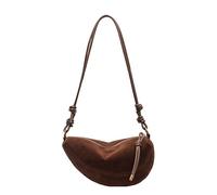Small Crossbody Bag Women Suede Dumpling Handbags Shoulder Hobo Purse Fashion Crescent Shoulder Suede Fall Purse Adjustable Strap for Work Travel (Coffee)